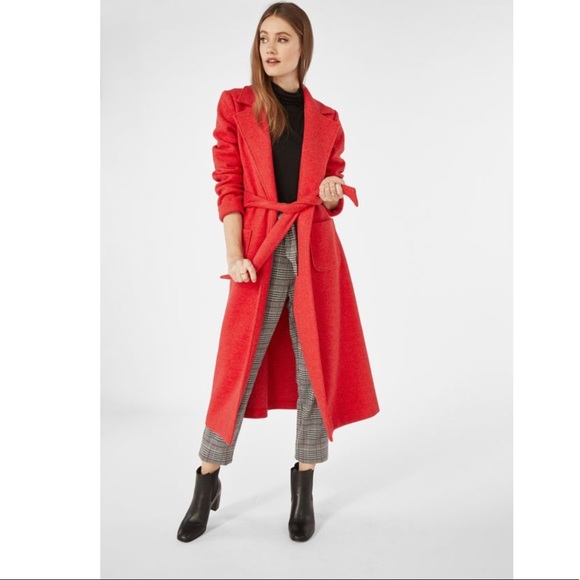 🆕Listing! Cherry Red Faux Wool Long Coat - Picture 3 of 12